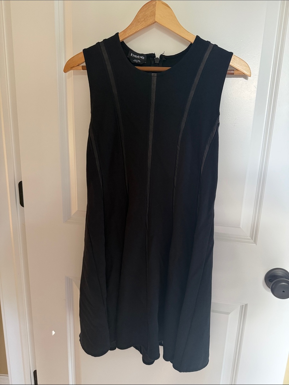 bebe Sleek Black Panel A-Line Dress